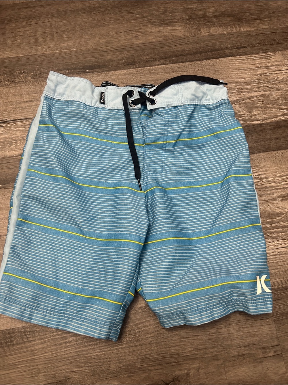 Hurley Light Blue & Yellow Stripe Swim Shorts